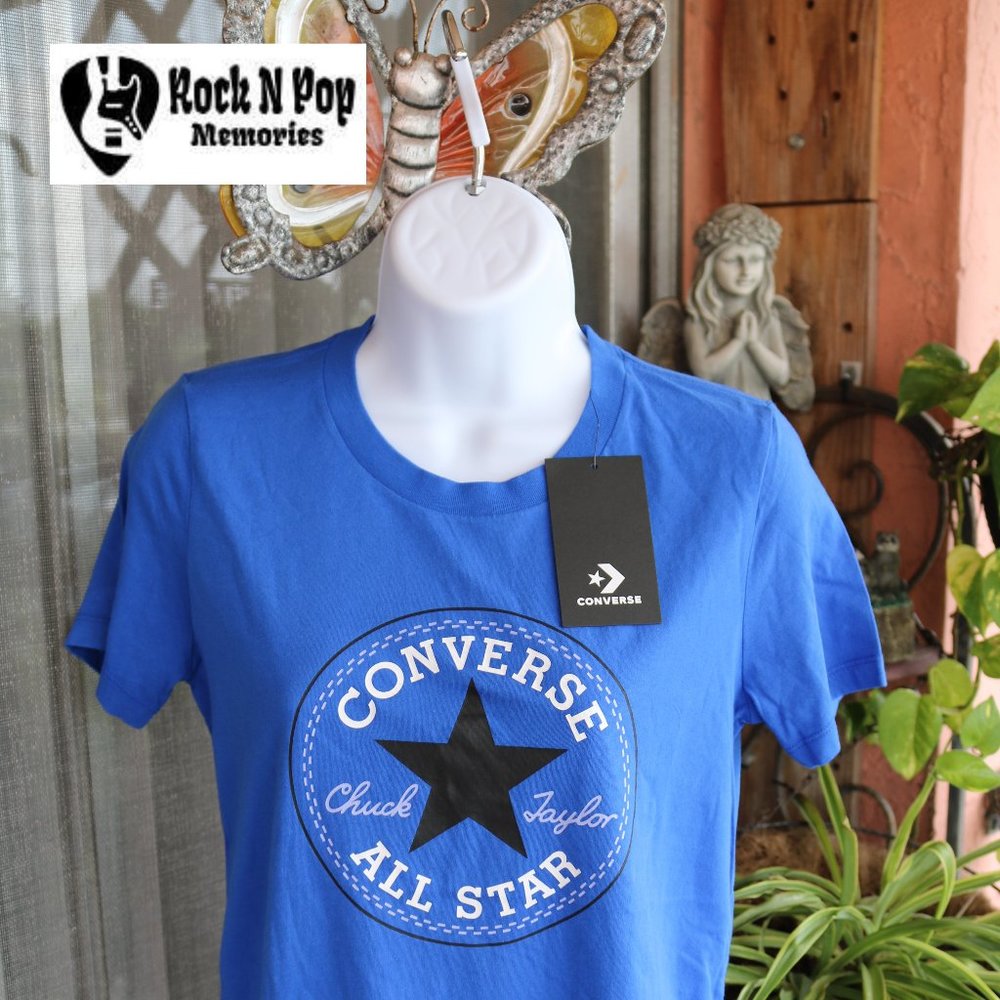 Converse Graphic Tee Crew-Neck T-Shirt Blue NWT